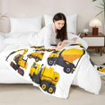thumbnail image 6 of Kids Construction Cars Fleece Blanket for Sofa Couch Bed Cartoon Excavator Sherpa Throw Blanket Decorative Son Machinery Vehicles Print Plush Blanket Yellow Car Fuzzy BlanketTwin 60"x80", 6 of 7