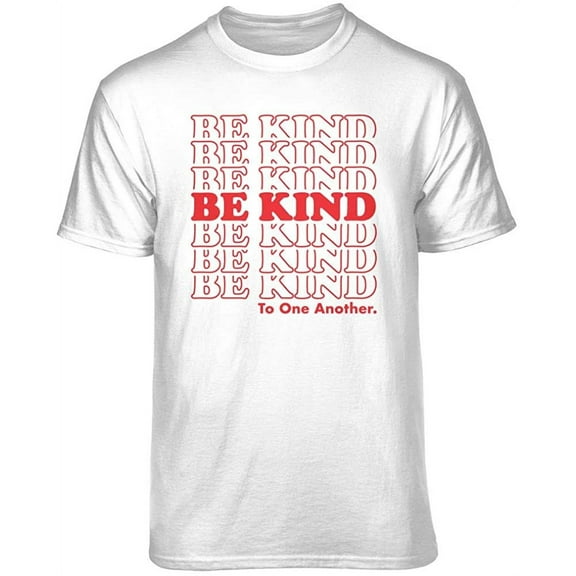 Teelocity Be Kind Repeat Graphic T-Shirt (X-Large - Standard Fit, White Red Type)