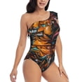 thumbnail image 3 of Gukieu Colorful Graffiti Abstract Eye Print One-shoulder Ruffled One-piece Swimsuit with Removable Chest Pads and Tummy-control Swimsuit for Women-X-Large, 3 of 6