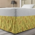 thumbnail image 1 of Leaves Bed Skirt, Various Shapes of Botanical Plantation Motifs of Garden Elements, Elastic Bedskirt Dust Ruffle Wrap Around for Bedding Decor, 4 Sizes, Mustard Slate Brown, by Ambesonne, 1 of 2