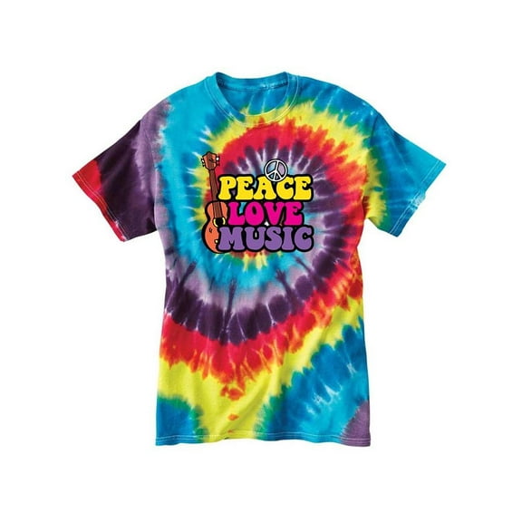 Peace Love And Music Tie Dye Spiral Women -SPIdeals Designs, Female Medium