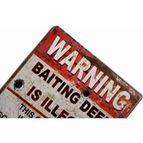 Warning Baiting Deer is Illegal Metal Tin Sign, Tin Signs Vintage Coffee Wall Coffee & Bar Decor,Size 12 X 8