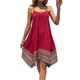 thumbnail image 1 of Vestido Bohemio con Bloques de Color para Mujer, Estilo Hawaiano, con Tirantes Finos y Vuelo. Rojo S, 1 of 10