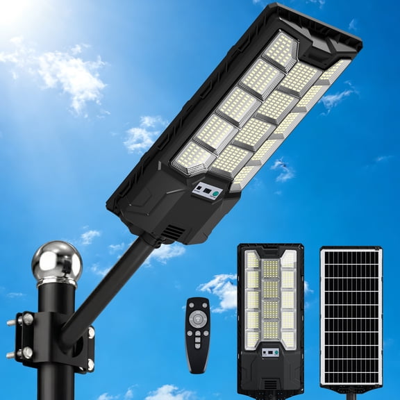 Feltar 8000W Solar Flood Lights Outdoor, 250000LM LED Waterproof Dusk to Dawn Motion Sensor Solar Lights with Remote for Yard Garden Street