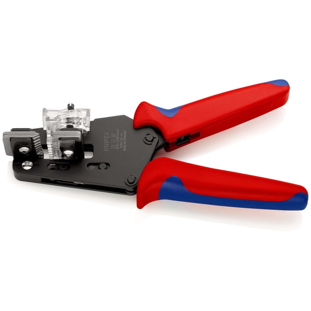 KNIPEX 12 12 02 Pinzas pelacables de precisión Con cuchillas de forma precisa Con fundas en dos componentes bruñido 195 mm