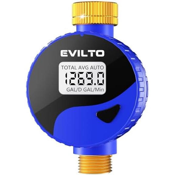 Flow Meter with 360° Rotatable and Removable Panel, Alloy Inlet & Outlet Flow Meter Measure Gallon/Liter Consumption for Garden Hose Watering, RV Water Tank Filling, Lawn Sprinkler$$Garden & Patio