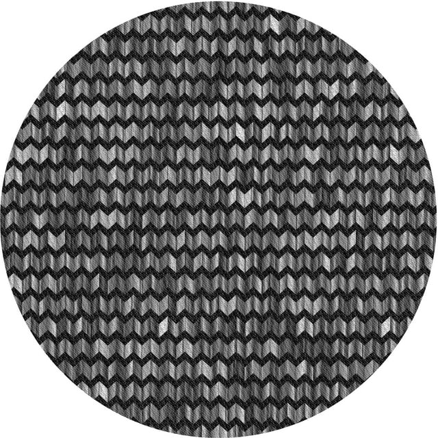 Ahgly Company Tapis Rond Lavable en Machine Intérieur Transitionnel Noir Charbon, 3 Pieds Rond