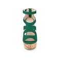 thumbnail image 6 of BLISSFUL STEP Women's Shoes Platform Peep Toe Strappy Back Zip Wedge Heel Sandals Green 10, 6 of 7