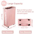 thumbnail image 2 of Unique Bargains Laundry Basket with Wheels 27" Tall Rolling Laundry Basket with Handle for Corner Dorm Pink, 2 of 7