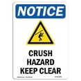 thumbnail image 1 of SignMission OS-NS-A-1218-V-10848 12 x 18 Po Panneau de Signalisation OSHA - Risque d'Écrasement Garder Clair, 1 of 1