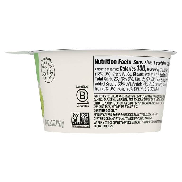 So Delicious Vegan, Dairy Free Key Lime Coconut Yogurt Alternative