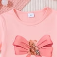 thumbnail image 4 of hengsof Ensemble Deux Pièces Jupe à Manches Courtes Imprimé Ours avec Nœud Doux pour Filles, Jupe à Manches Courtes Col Rond Taille Élastique Ensemble Décontracté Confortable, 4 of 6