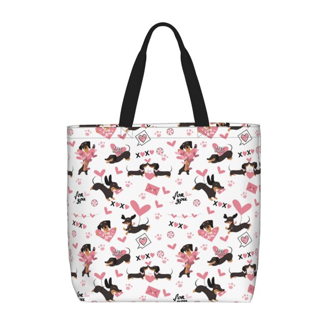 Fotbe Dachshund Dog Puppy Bolsa Tote con Estampado para Mujer, Bolsos con Cremallera, Bolsa de Hombro Casual de Gran Capacidad con Bolsillos Internos