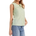 thumbnail image 4 of Sleeveless Button Down Shirt for Women Peter Pan Collar Casual Tank Tops for Work Classic Blouses S Green, 4 of 5