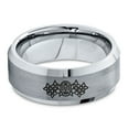 thumbnail image 2 of Tungsten Dia De Los Muertos Day of the Dead Band Ring 8mm Men Women Comfort Fit Gray Bevel Edge Brushed Polished, 2 of 4