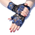 thumbnail image 6 of Fingerless Gloves for Women, Women Lace Gloves Cuffs Floral Short Lace Half Finger Gloves for sports Matching Driving Costume Dark Blue, 6 of 10