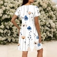 thumbnail image 5 of Nmnitkp Dresses for Women Casual Summer T-Shirt Dress, V-Neck Short Sleeve Empire Waist Loose Fit Flowy Mini Dress with Pockets, Solid Color for Everyday & Vacation Wear White,2XL, 5 of 7