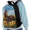 thumbnail image 4 of HUIACONG Sunflower Brown Horse School Backpack for Middle School Girls Large Capacity Breathable Adjustable Straps for Kids 6‑18 Back to School Daily Use, 4 of 6