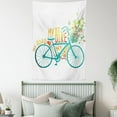 thumbnail image 4 of Bicycle Tapestry, Vintage Summer Bike A Floral Bouquet Cute Vehicle for Transport Illustration, Wall Hanging for Bedroom Living Room Dorm Decor, 40W X 60L Inches, Turquoise Yellow, by Ambesonne, 4 of 5