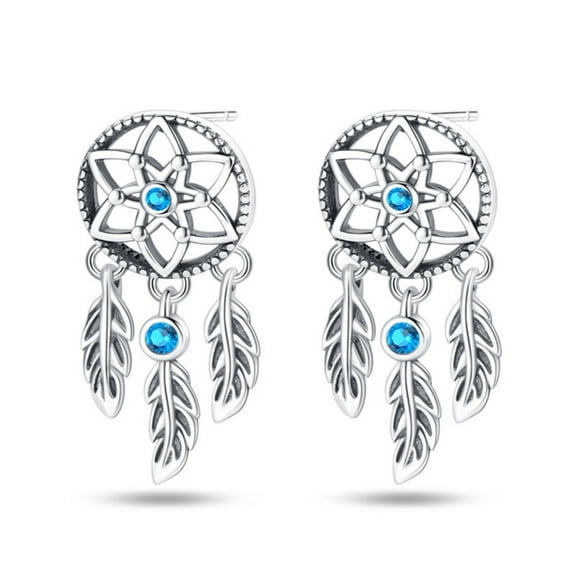 KUNSIR Stud Earrings for Women 925 Sterling Silver | Boho Feather Dangle Earrings | Hypoallergenic Lightweight for Daily Wear, Party, Wedding