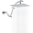 thumbnail image 1 of Hibbent All Metal Rain Shower Head, 10'' High Pressure Rainfall Square Showerhead with 16" Shower Head Extension Arm, Solid Brass Adjustable Shower Arm Extender, Waterfall Fixed Showerheads, Chrome, 1 of 7