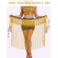 thumbnail image 7 of FEOYA Women Belly Dance Hip Scarf with Sequins Long Fringe Wrap Skirts Belt Tassel Scarf Skirt for Performance Carnival Rave Competitions, 7 of 7