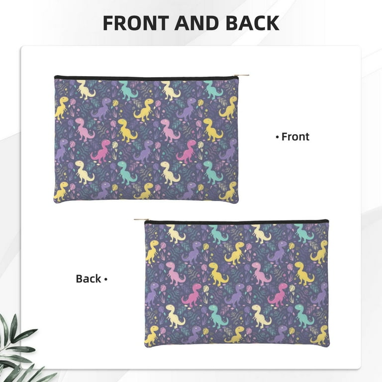 Easygdp Colorful Dinosaur Makeup Bag Toiletry Bag Canvas Makeup