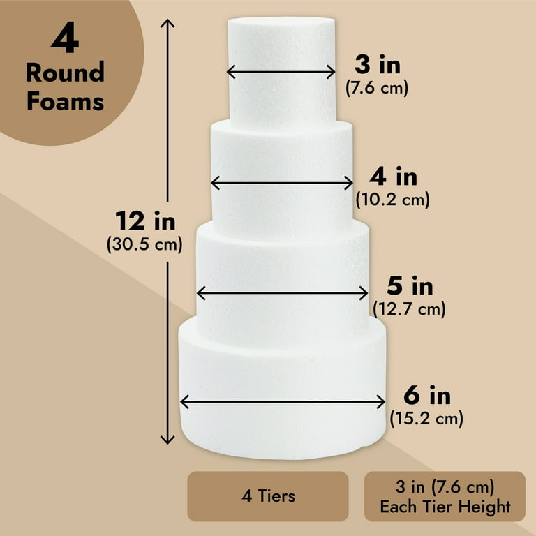 Piece Round Foam Cake Dummy Set for Decorating, 12