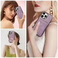 thumbnail image 5 of for iPhone 13 Pro Wallet Case with Shoulder Lanyard Strap, Crossbody Phone Case with Card Holder Slots for Women Girls, Luxury PU Leather Flip Stand Purse Cover Shockproof Case, Purple, 5 of 9