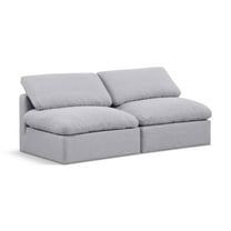 Meridian Furniture Indulge 70" Contemporary Linen Fabric Modular Sofa in Gray