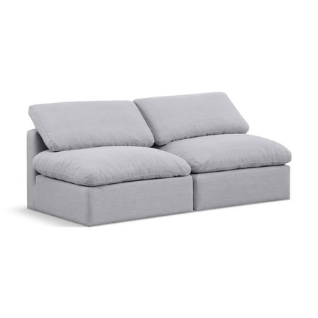 Meridian Furniture Indulge 70" Contemporary Linen Fabric Modular Sofa in Gray