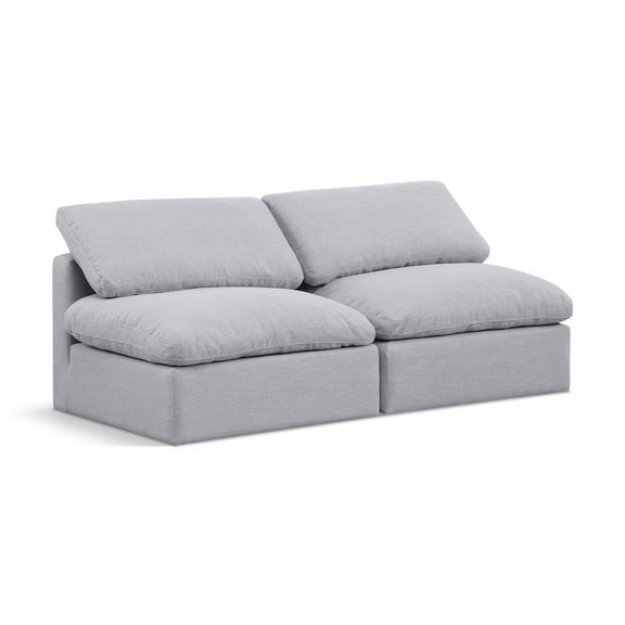 Meridian Furniture Indulge 70" Contemporary Linen Fabric Modular Sofa in Gray