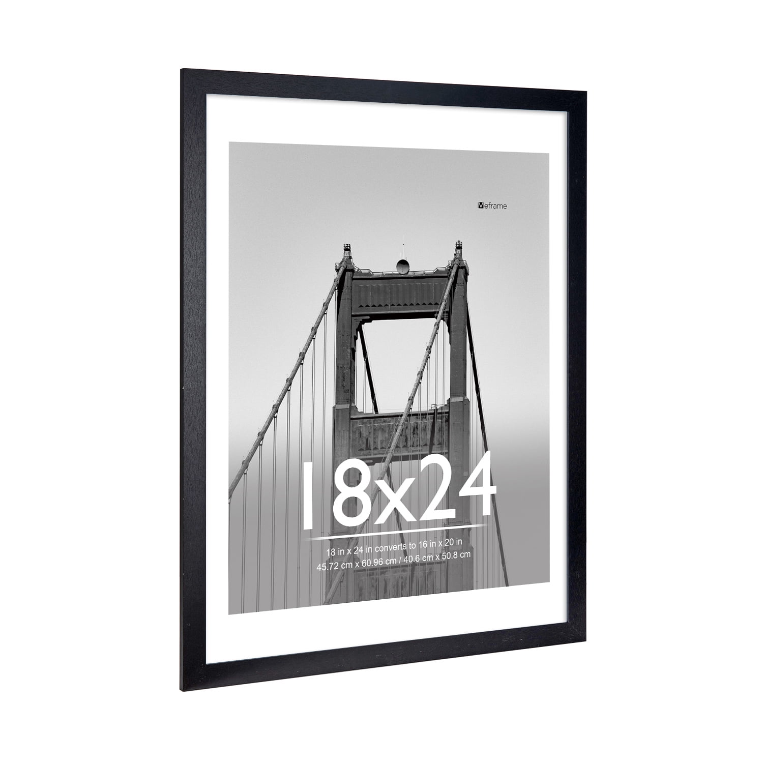 Meframe 3PACK 18x24 Wooden Picture Frame Set, Matted to 16x20 Wall Poster Frame, Black
