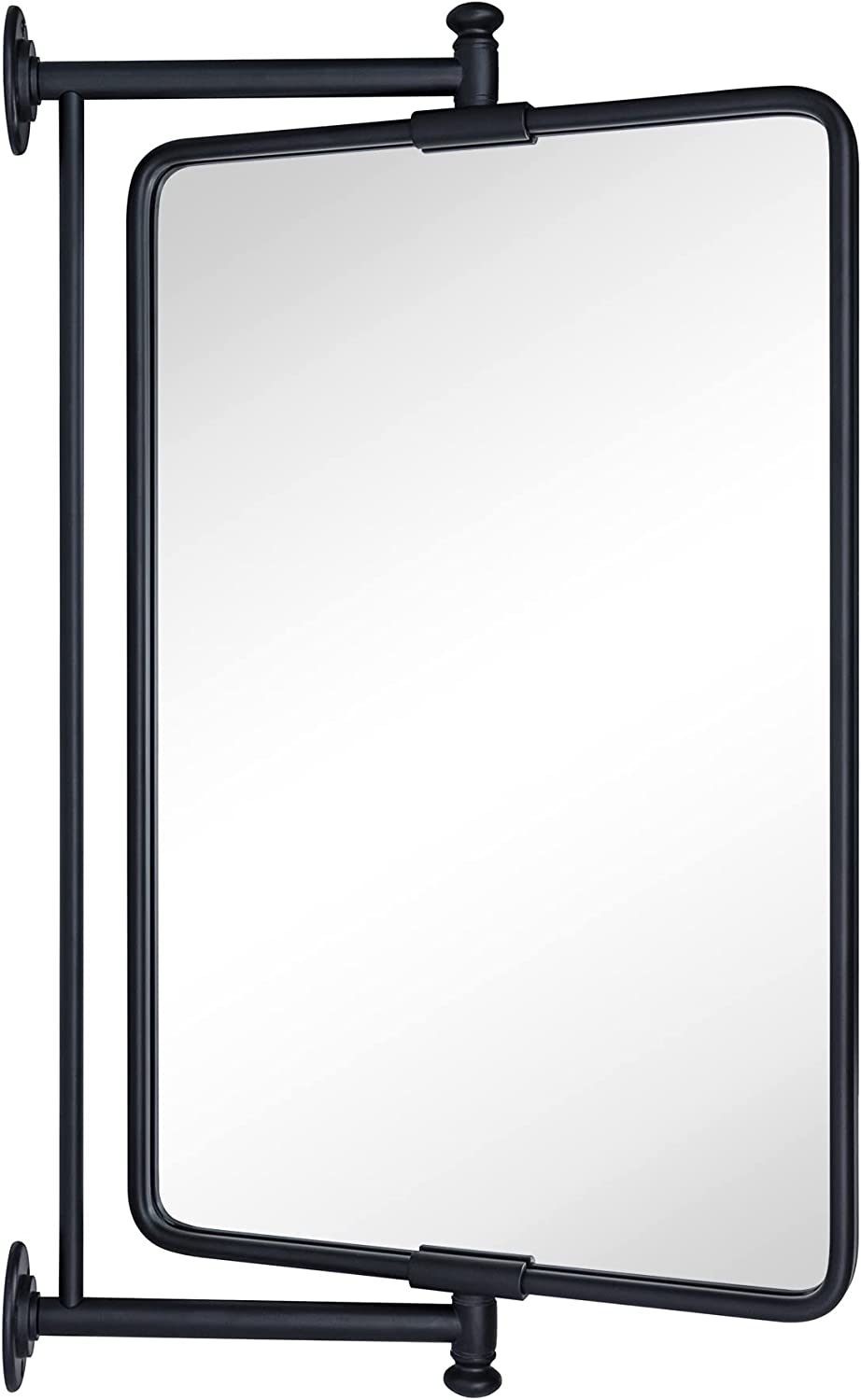 Black Rounded Rectangle PivotNView Bathroom Vanity Mirror Rotating