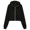 thumbnail image 5 of JUSLIO Hoodies for Girls Fall/Winter Zipper Hooded Sweatshirt Solid Color Pockets Long Sleeve Tops Sweatshirts Black（5 Years）, 5 of 7