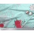 thumbnail image 3 of Soimoi Tissu Poly Georgette Imprimé Feuilles de Houx & Roses au Mètre 52 Pouces de Large, 3 of 3