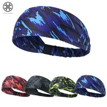 Luxtrada Sports Headbands for Men Women Non-Slip & Moisture Wicking Elastic Yoga Headband Hairband for Working Out, Running, Gym, Cycling (Camo Blue)