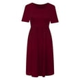 thumbnail image 3 of SHOPESSA Women Summer Tunic Dress with Pockets Short Sleeve Round Neck Casual Loose Flowy Swing Shift Wine Dresses for Women, 3 of 6