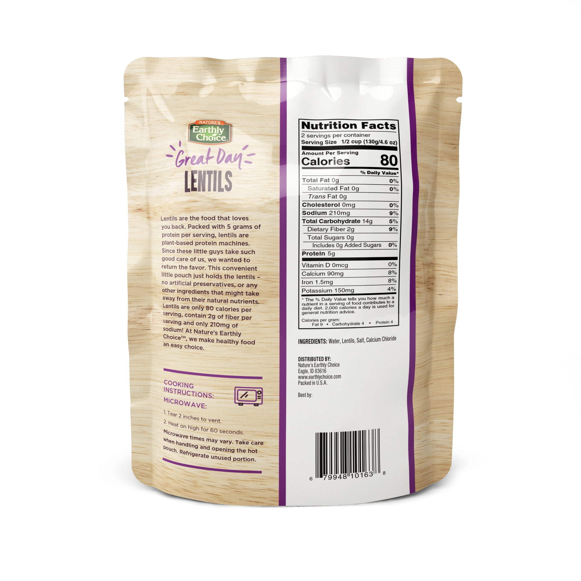 (4 pack) Earthly Choice Healthy Delicious Good Day Lentils Trail Mix Bag Gluten Free and Vegan, 10 oz