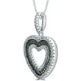 thumbnail image 2 of 1/4 Carat T.G.W. CZ and Created Emerald Gemstone Sterling Silver Heart Pendant Necklace, 18" Chain, 2 of 3