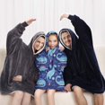 thumbnail image 5 of DarkBlue Cartoon Dinosaurs Pattern Blanket Hoodies for Kids 6-13YR Oversize Wearable Blanket Hoodies for Boys Girls Teens, 5 of 7