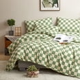 thumbnail image 2 of Verde Blanco Plaid Funda Nórdica Rey Verde Claro Beige Rejilla Ropa de Cama Checkerboard, 2 of 7