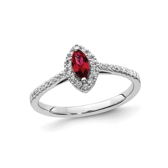 1/3 Carat (Ctw) Lab-Created Ruby Ring in 14K White Gold with Lab-Grown Diamonds for Women