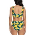 thumbnail image 3 of Kdxio Lemon Print Women's 2 Piece High Waisted Wrap Spaghetti Strap Summer Swimsuit Bikini Set-Small, 3 of 7