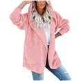 thumbnail image 1 of Cardigan for Women Winter Fashion Loose Solid Color Long Sleeve Hooded Warm Plush Coat with Pockets, 1 of 4