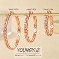 thumbnail image 3 of YOUNGYUE Rose Gold Plated Hoop Earrings for Women, Lightweight Hypoallergenic 50mm Braided Leaf Large Hoops Gift, 3 of 7