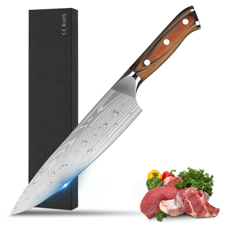 Grandsharp Chef Knife, 8 Inch Handmade Forged Chef's Kitchen Knife Pro  Razor Sharp High Carbon Steel Vegetable Full Tang Chopping Cutting Meat