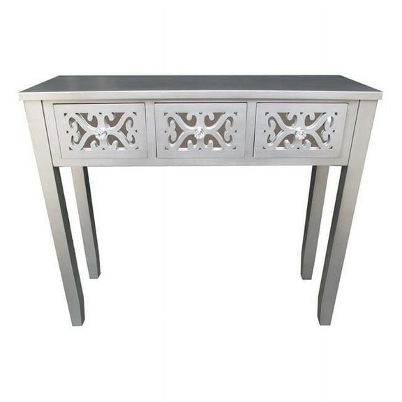 Jeco F-SF020 32 in. Wooden 3 Drawer Console Table, Grey