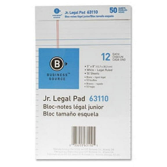 Business Source Pad- Micro-Perforated- Legal Rld- 50 Sheets- 8-.50in.x14in.- 12-DZ- CA