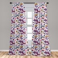 thumbnail image 5 of Alice in Wonderland Window Curtains, Fantasy World Concept Hand-Drawn Caterpillar Cat Rabbit, Lightweight Decorative Panels Set of 2 with Rod Pocket, 56" x 63", Purple Aqua, by Ambesonne, 5 of 5